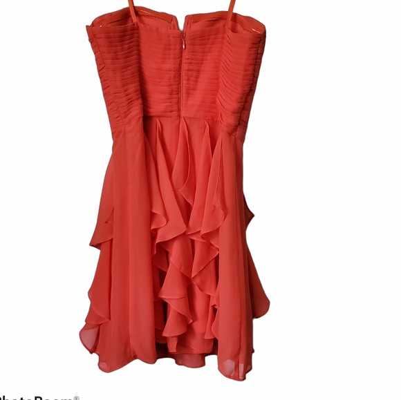 NWT Arden B Orange Ruffle Strapless Dress - Picture 4 of 7